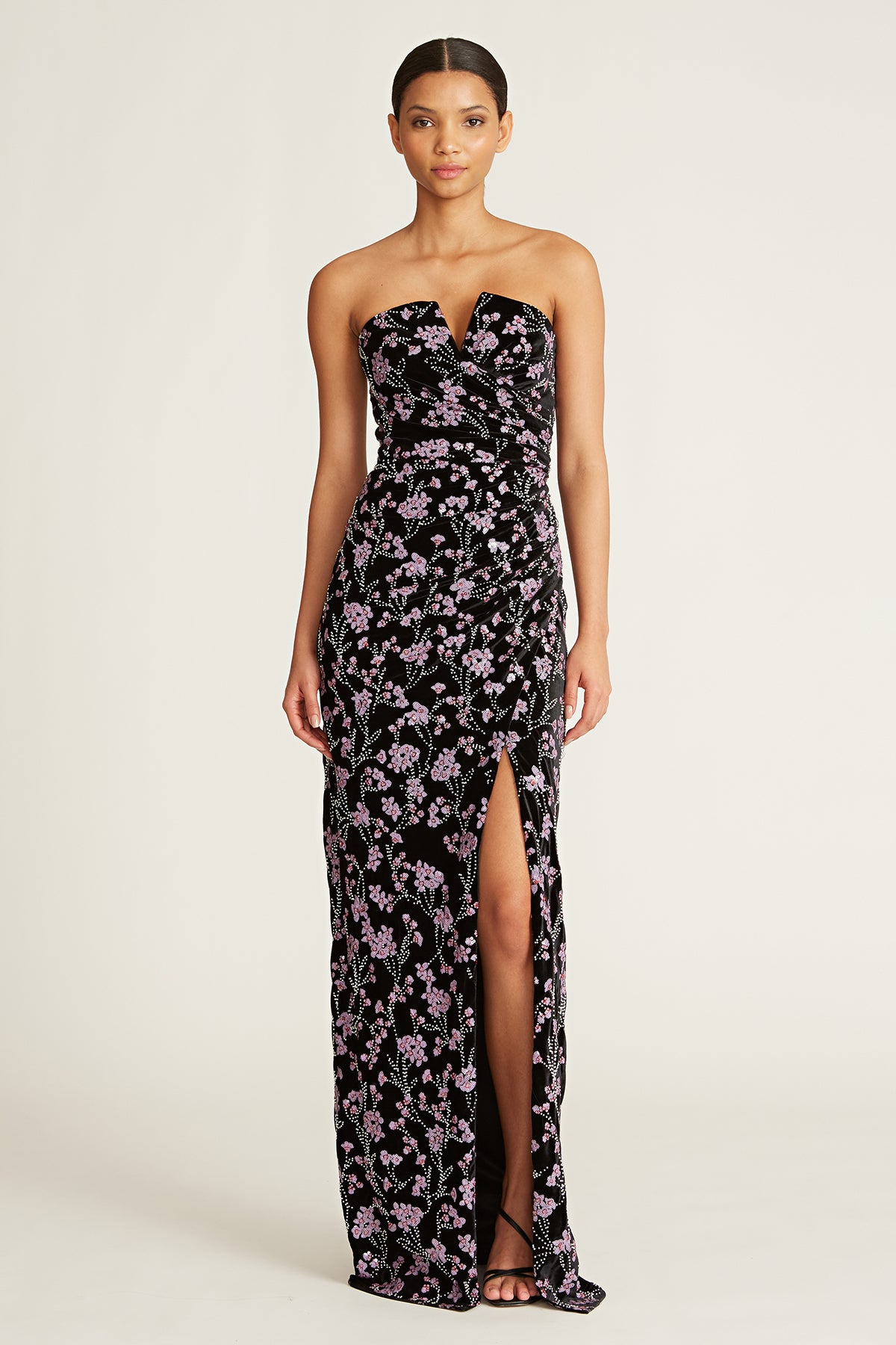 Theia - Melody Strapless Gown - Black/ Soft Pink