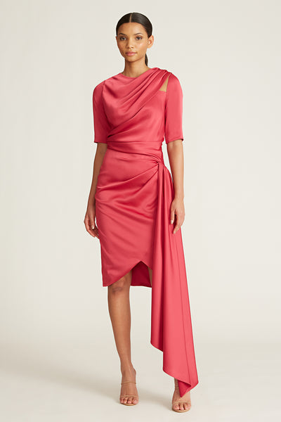 Theia - Felicity Draped Cocktail Dress - Electric Magenta