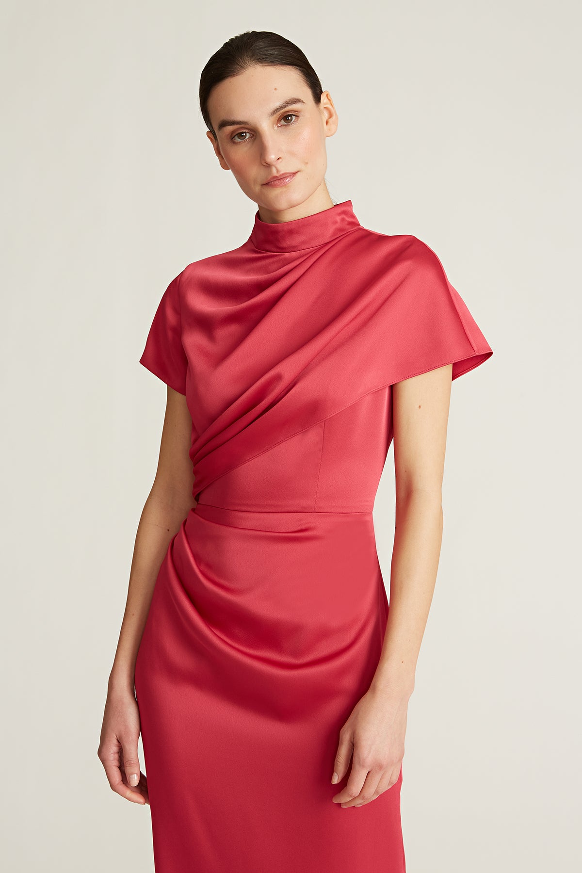 mock-neck draped silk dress By Anthropologie Mock-Neck Draped Silk Dress