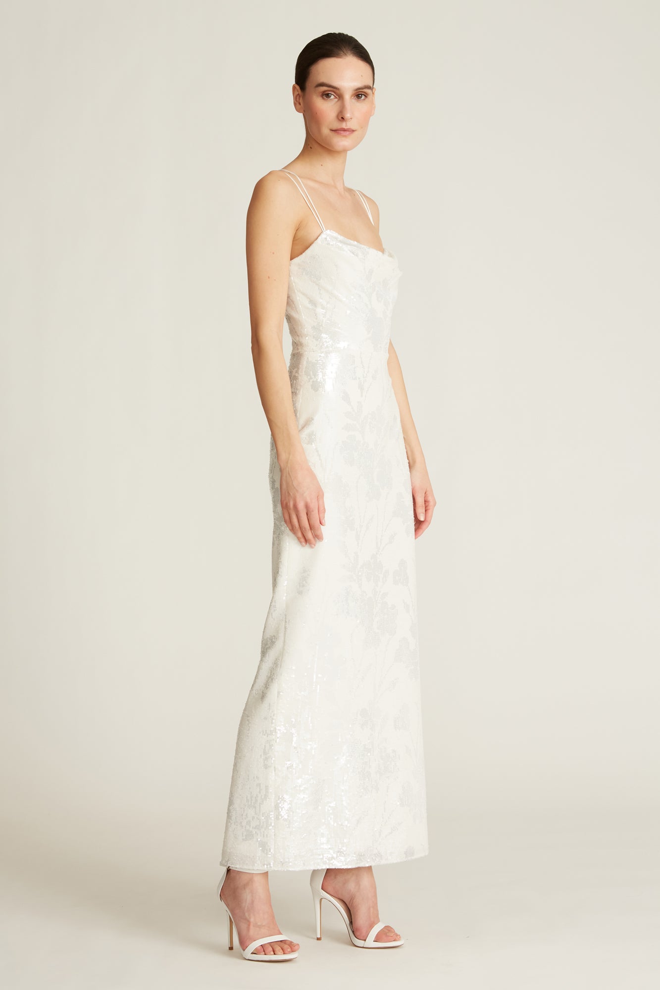 Theia - Saylor Sequin Cowl Dress - Ivory