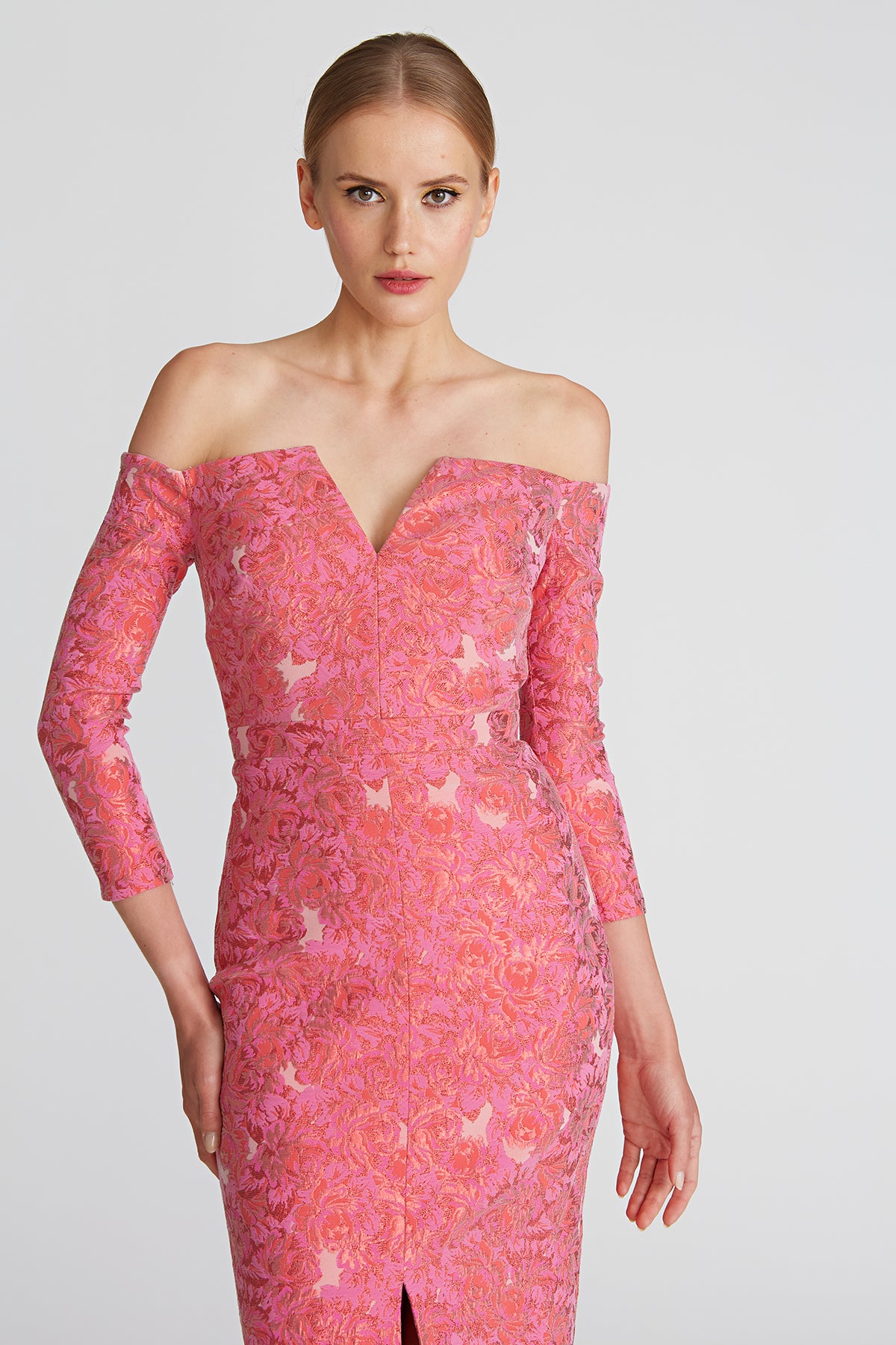 THEIA - Annette 3/4 Sleeve Midi Dress in Poppy THEIA - Annette 3/4 Sleeve Midi Dress in Poppy