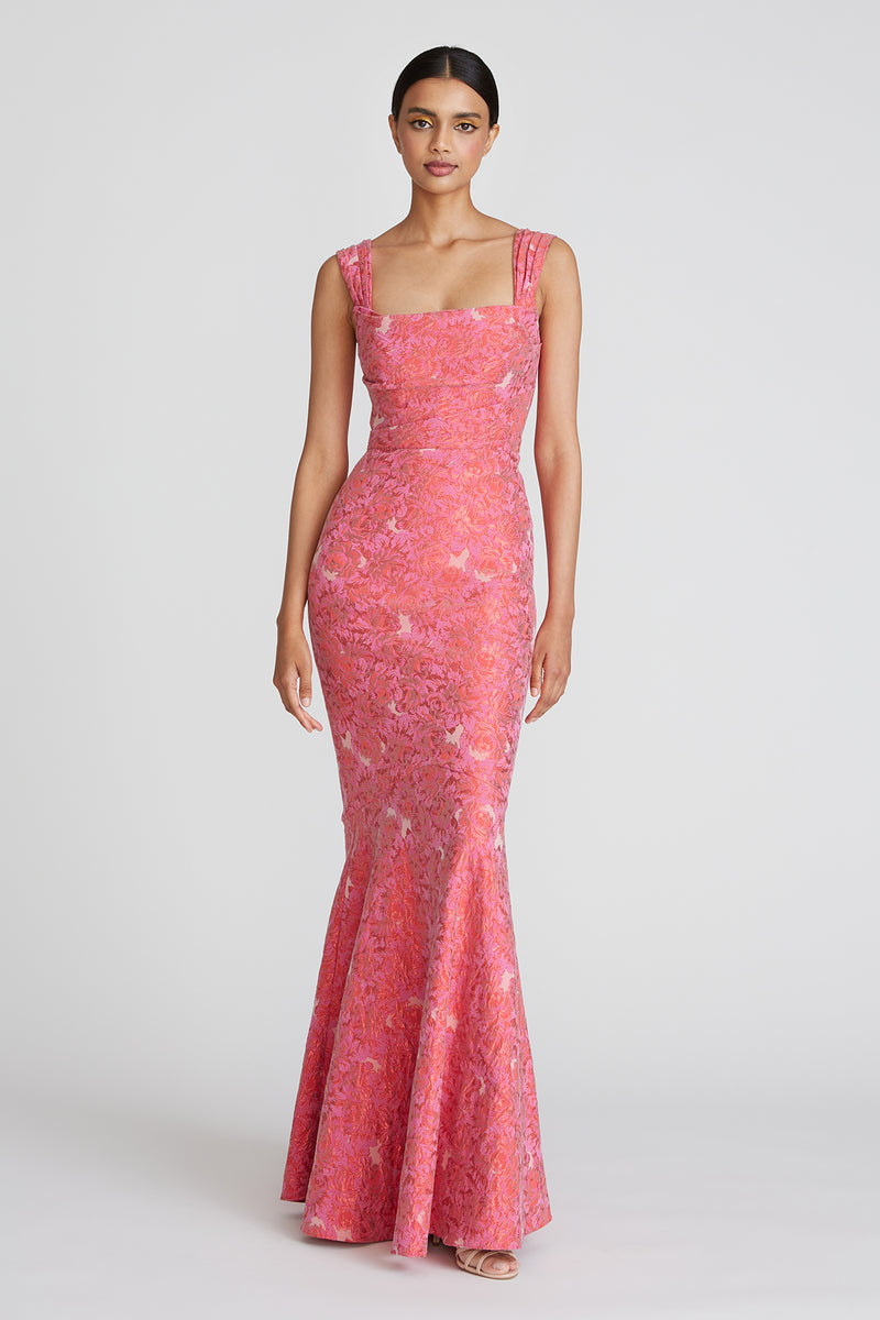 THEIA - Sabrina Fit And Flare Gown in Poppy