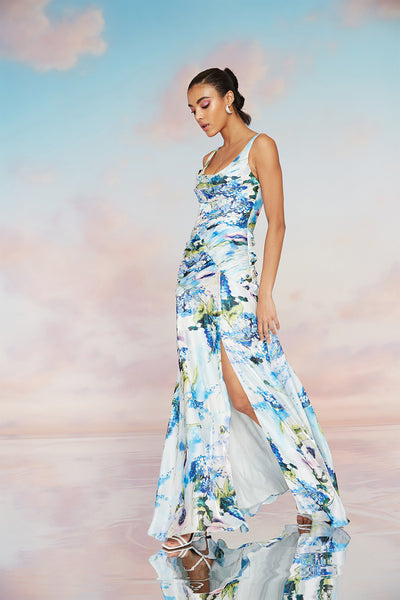 Mina Draped Liquid Gown