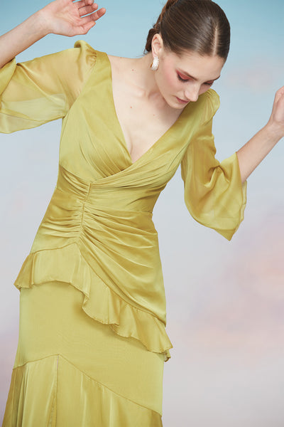 Irina Bishop Sleeve Midi Dress