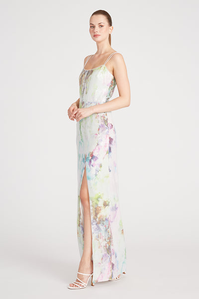 Evie Printed Sequin Gown