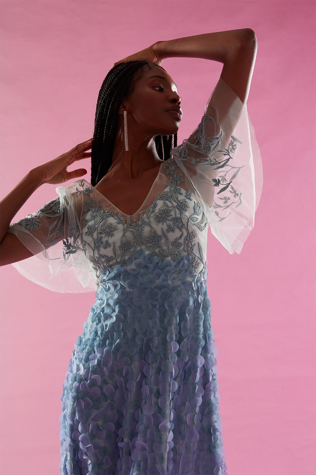 amsale sonia dress ice blue Odette Ombre Petal Dress – THEIA