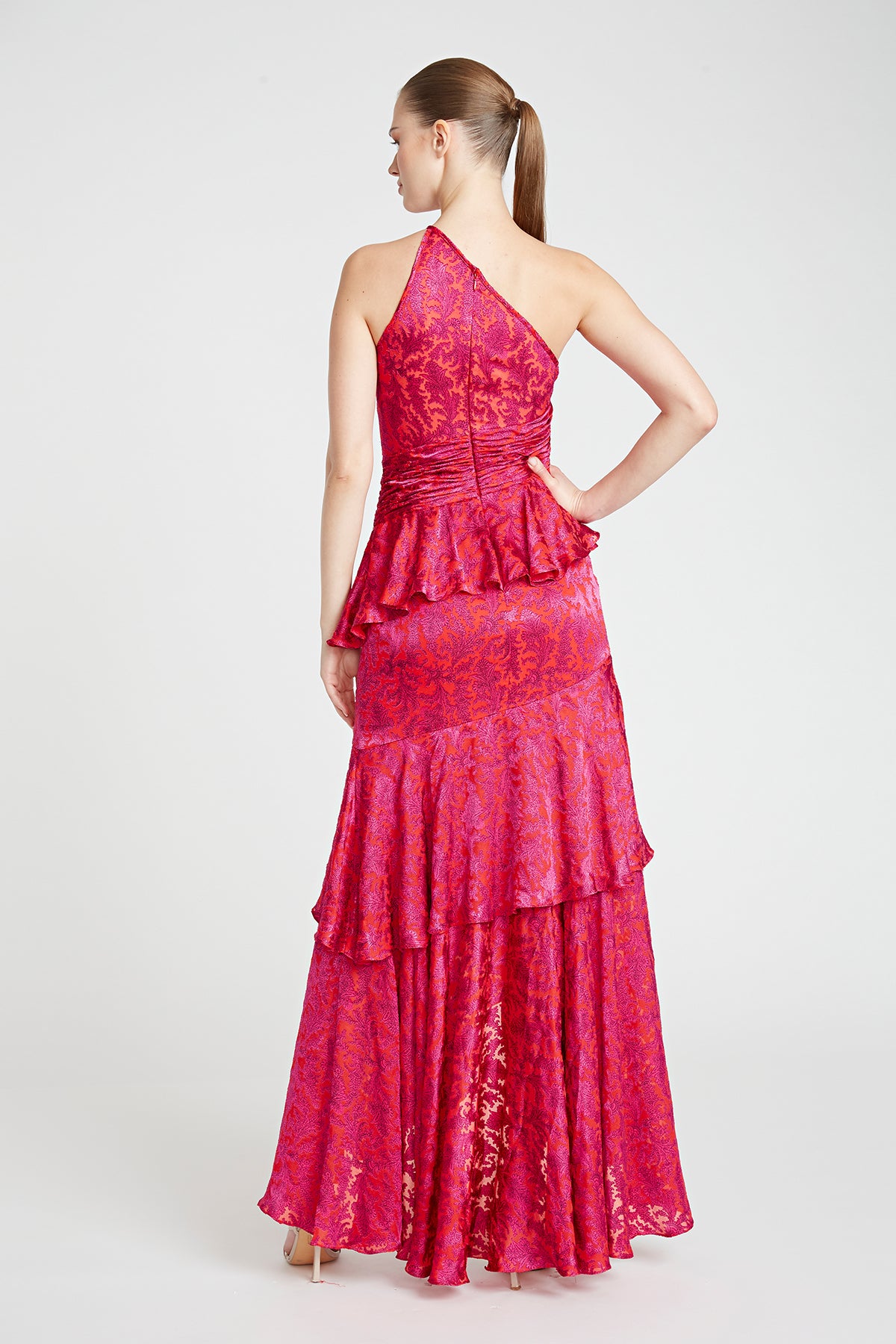 Medora Ruffle High Low Gown