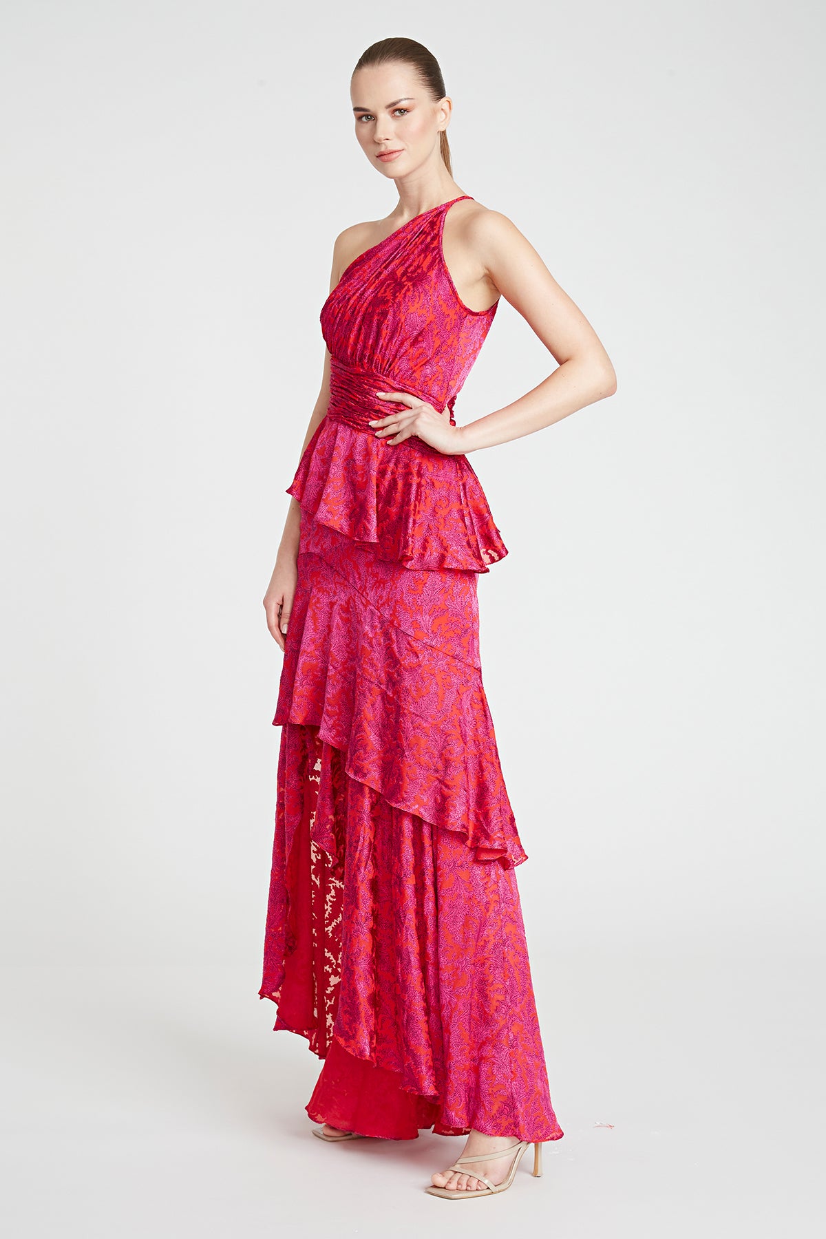 Medora Ruffle High Low Gown