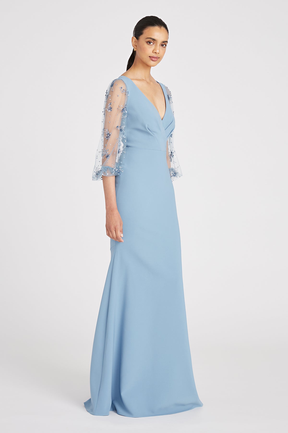 Kiera Beaded Puff Sleeve Gown