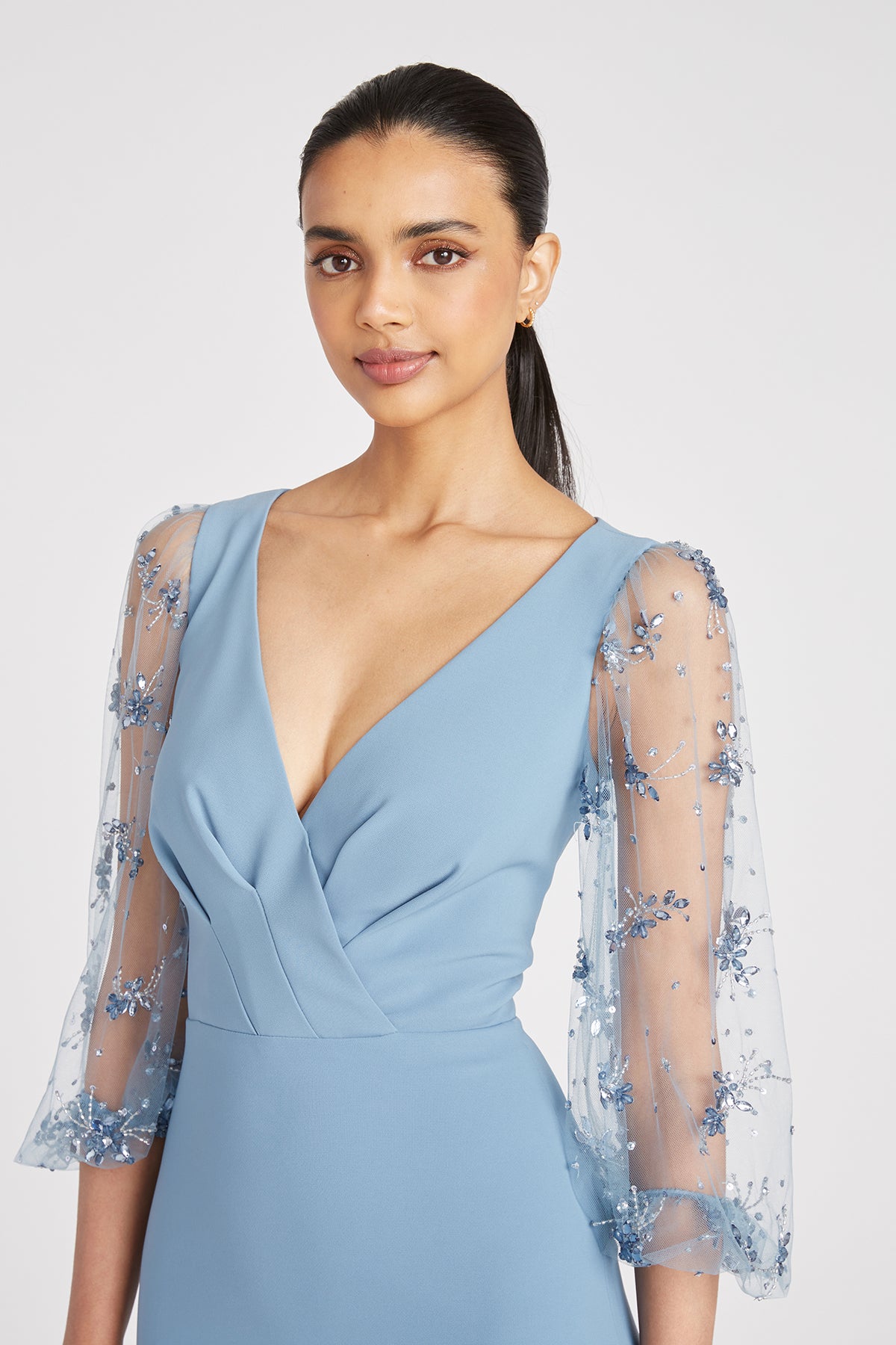 Kiera Beaded Puff Sleeve Gown