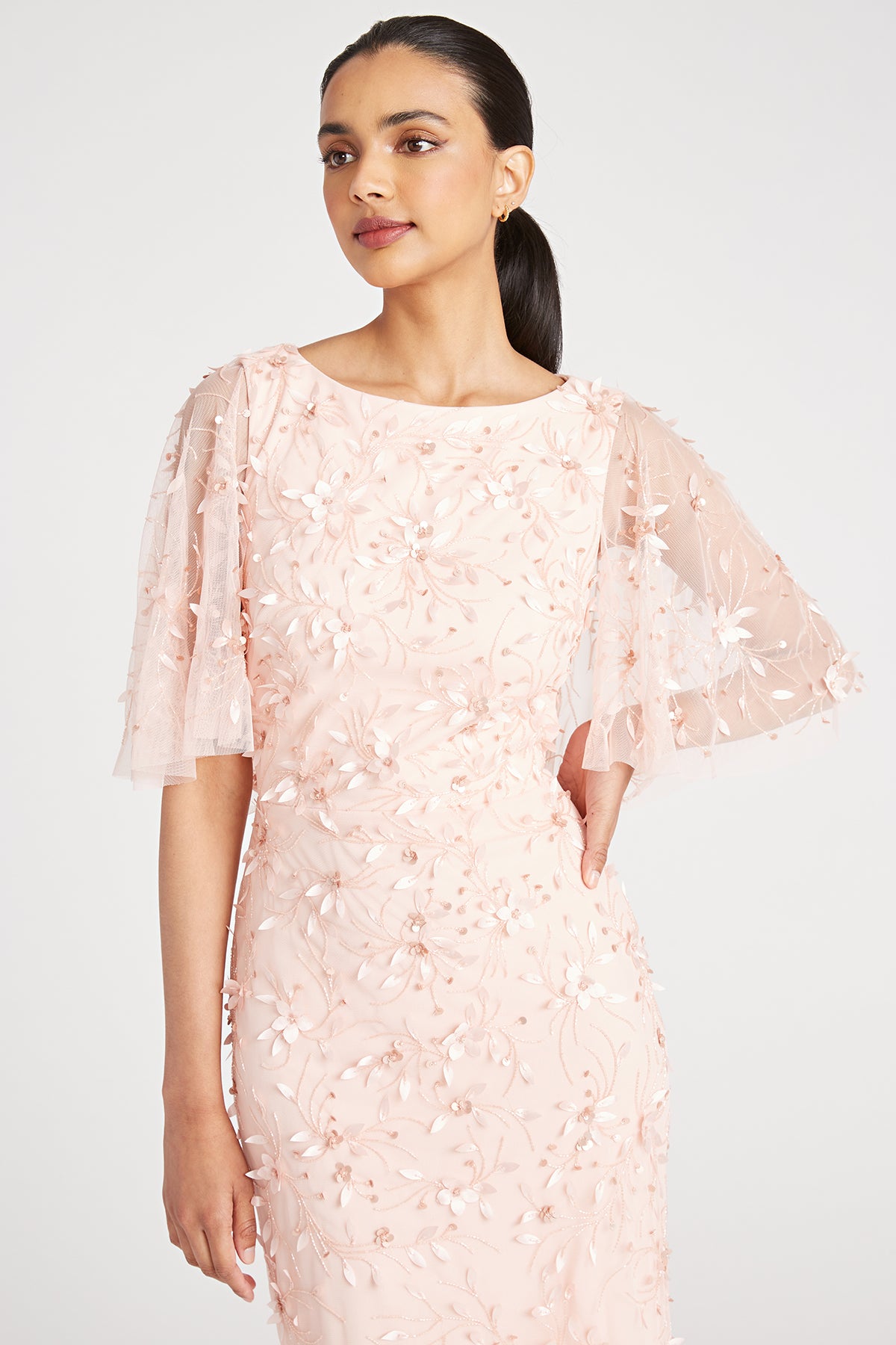 theia beaded petal dress Theia Women's Sloane Petal Tulle Cocktail Dress - Deep Sea