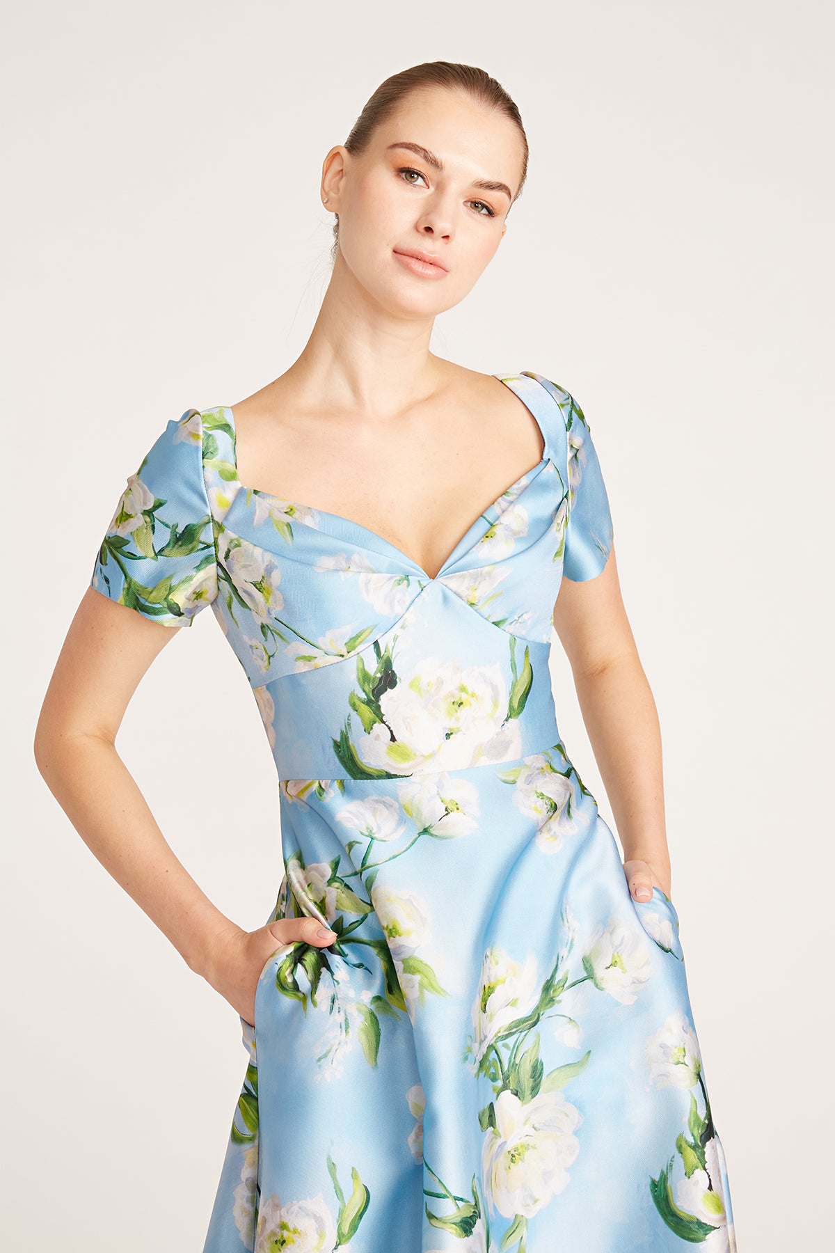 Anisa Tea Length Mikado Dress โ THEIA