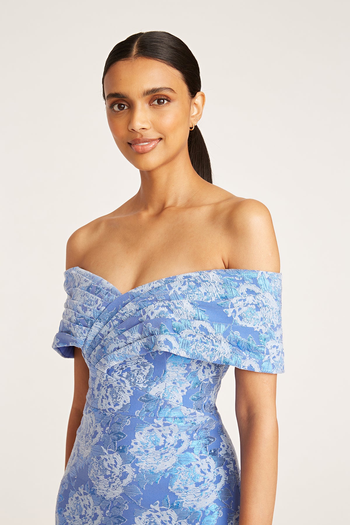 theia off shoulder dress Ryan Off Shoulder A Line Gown