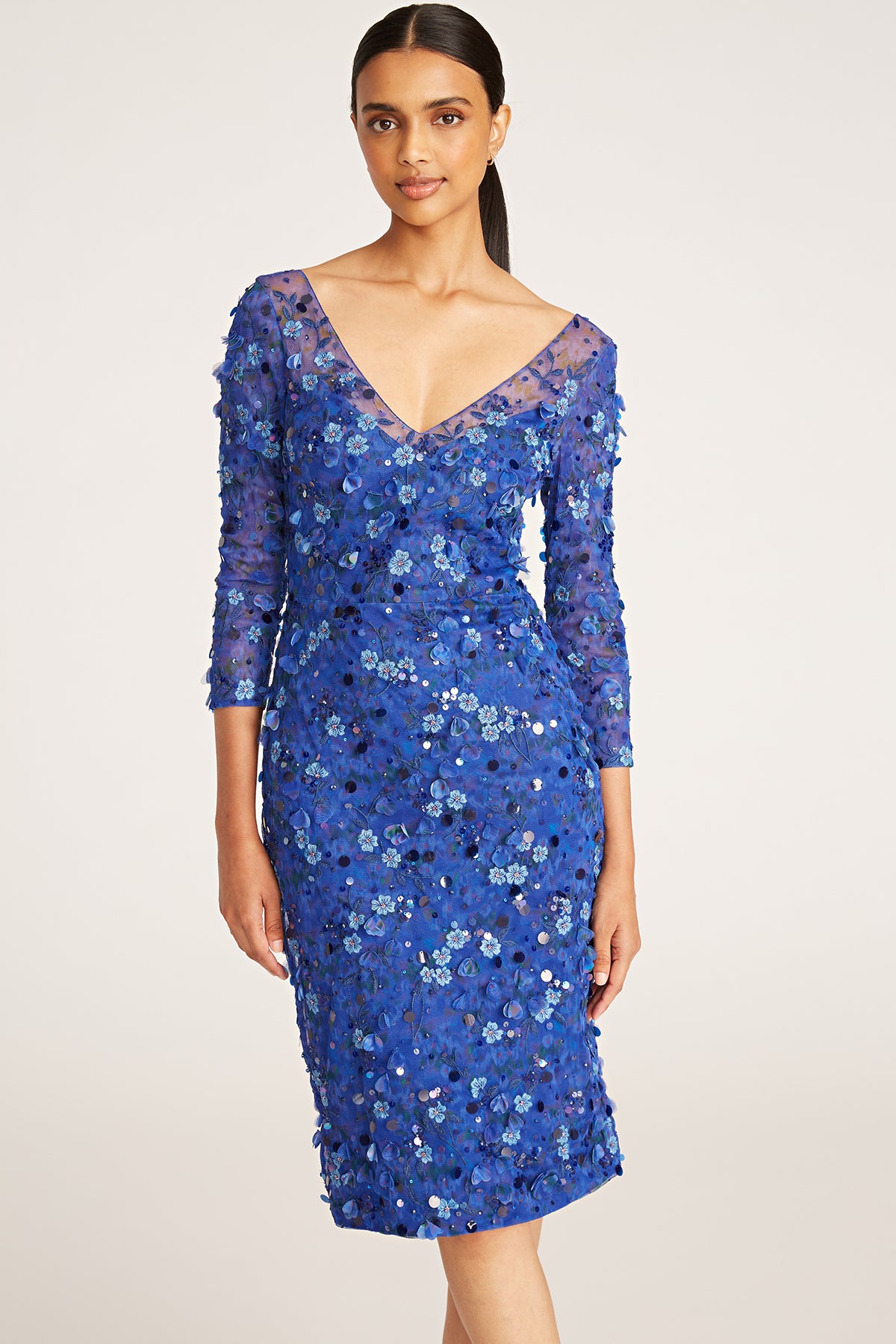 Elodie V Neck Beaded Dress